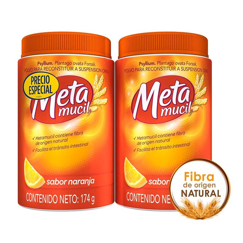 METAMUCIL - Metamucil Fibra Natural Psyllium sabor Naranja X 174g