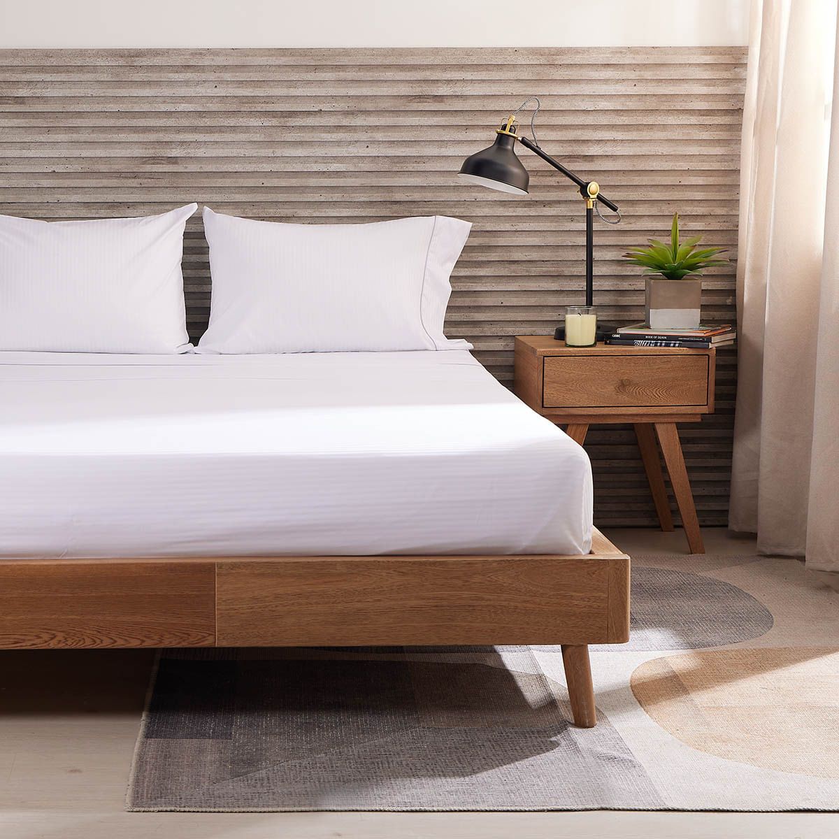 DISTRIHOGAR - Juego de Sábanas 300 hilos Algodón Queen