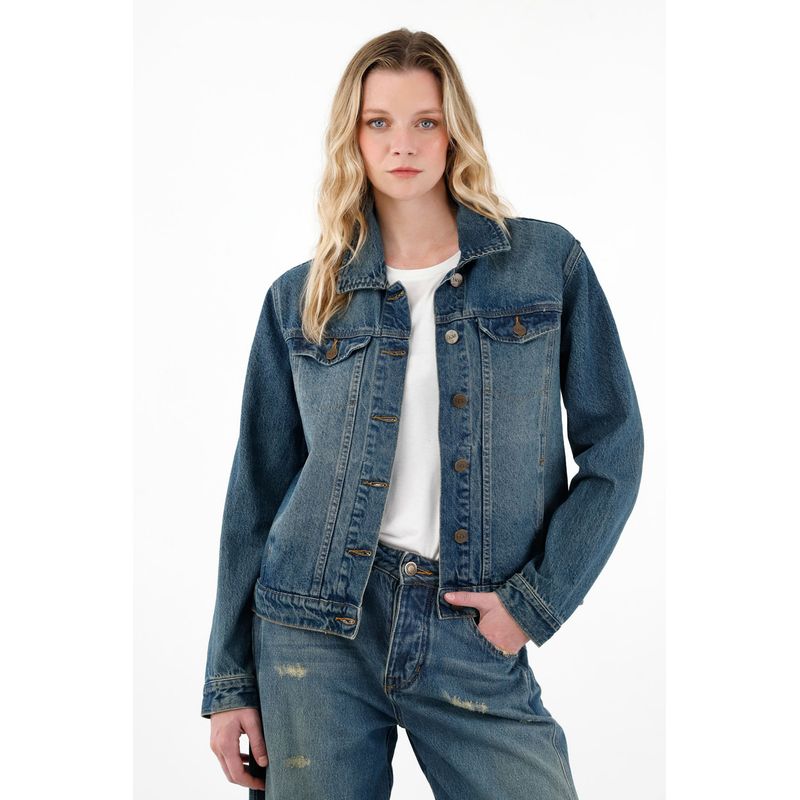 TENNIS - Chaqueta azul en denim para mujer