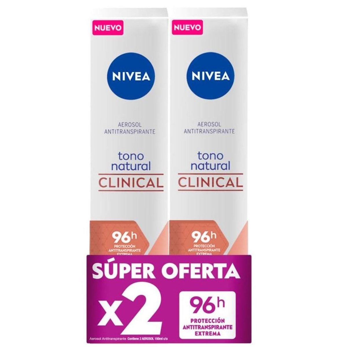NIVEA - Oferta Desodorante Nivea Clinical Tono Natural X 2Und