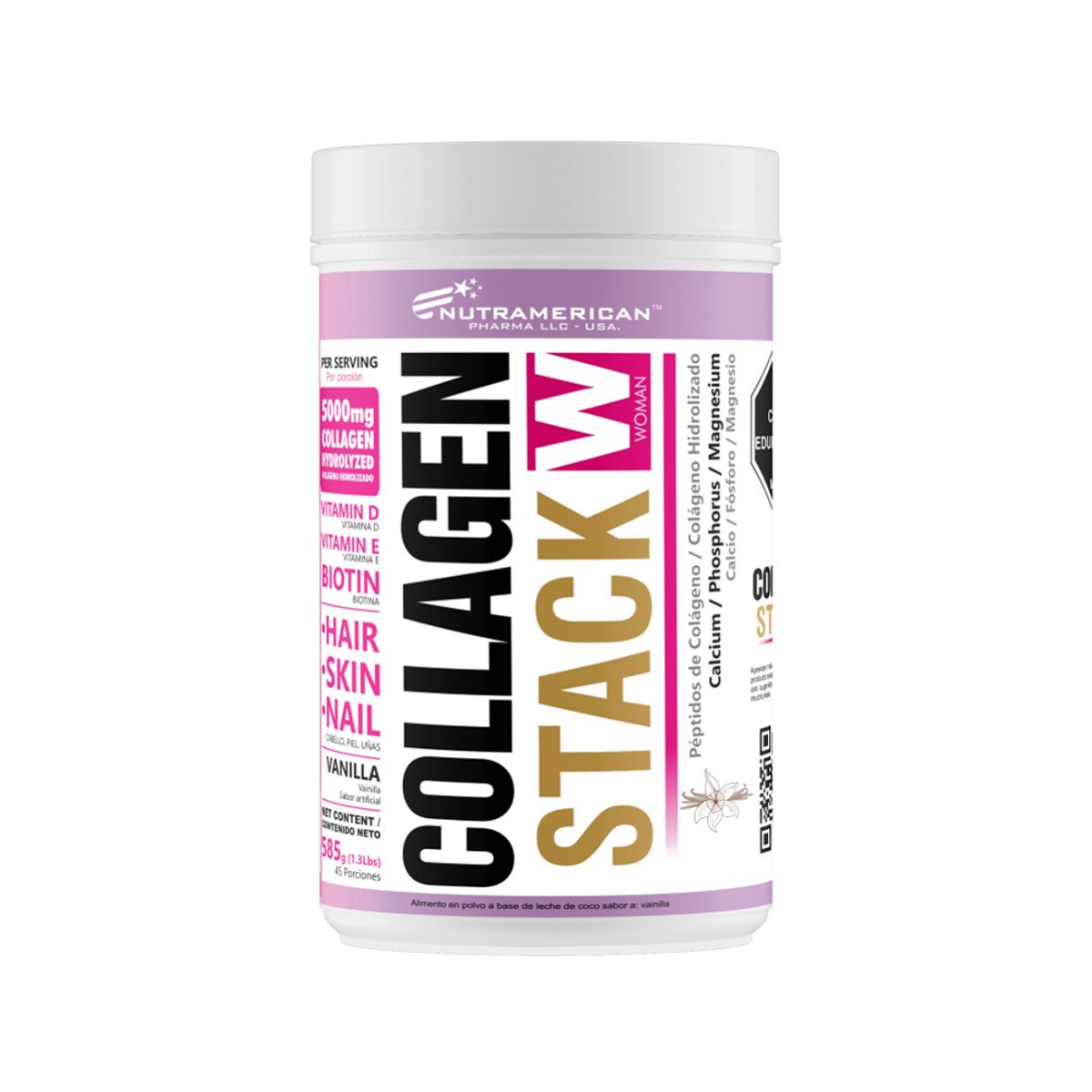 GENERICO - Colageno Stackw Nutramerican Sabor Vainilla X 585g