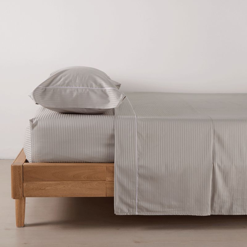 DISTRIHOGAR - Juego de Sábanas 300 hilos Algodón Sateen Stripe 0.5 King