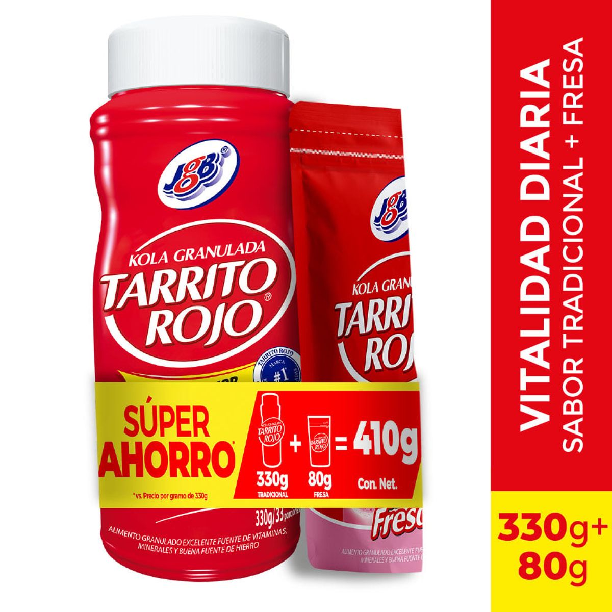 JGB - Oferta Tarrito Rojo Jgb Tradicional X 330G +Fresa X 80G