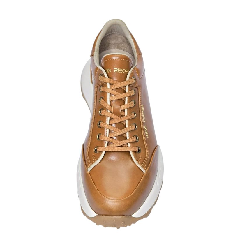 KING PIECES - Tenis  unisex En Cuero Italiano Liso miel   King Pieces bary  4