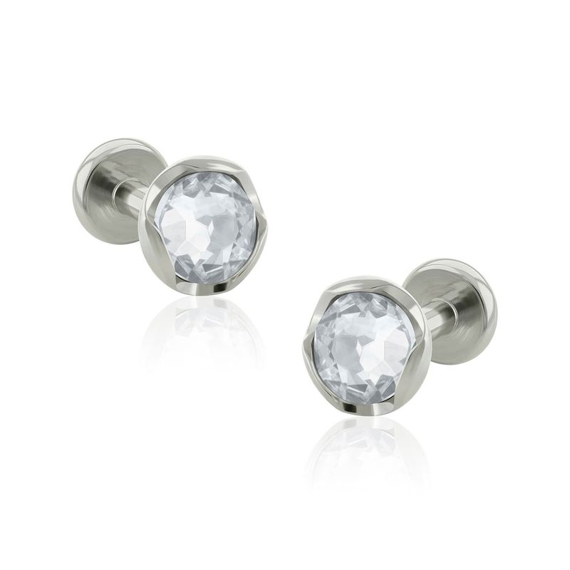 AGHA JEWELRY - Titanio Aretes Piercing Full Prong set Zirconia Cúbica para Lóbulo