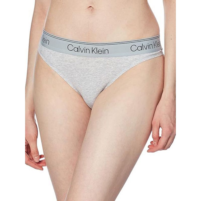 CALVIN KLEIN - Tanga Gris Con Cintura Elástica Gruesa Con Logo Calvin Klein
