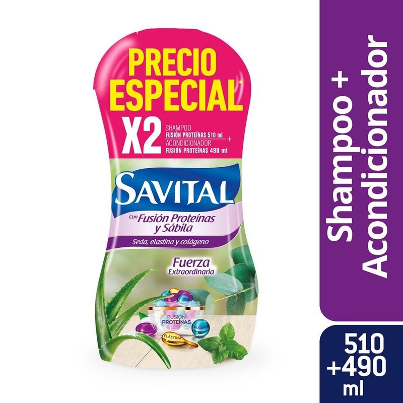 SAVITAL - Shampoo Savital X 510ml + Acondicionador 490ml