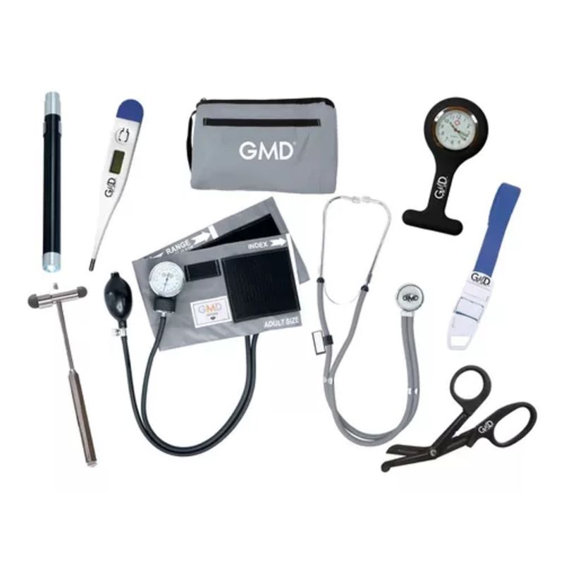 GMD - Kit Completo Enfermería Uso Clínico Y Estudiantil 8 Piezas Gris