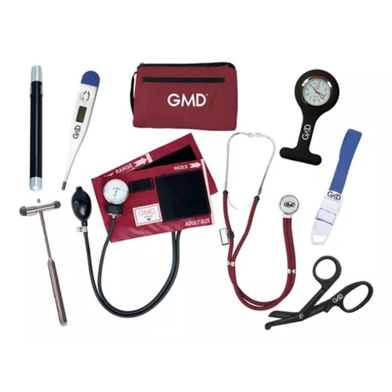 GMD - Kit Completo Enfermería Uso Clínico Y Estudiantil 8 Piezas Vinotinto