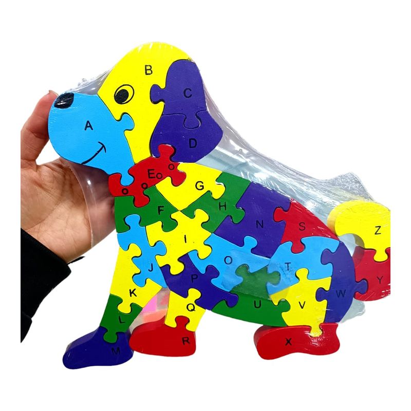 GENERICO - Rompecabezas Perro Abecedario Y Numeros Madera Aprende