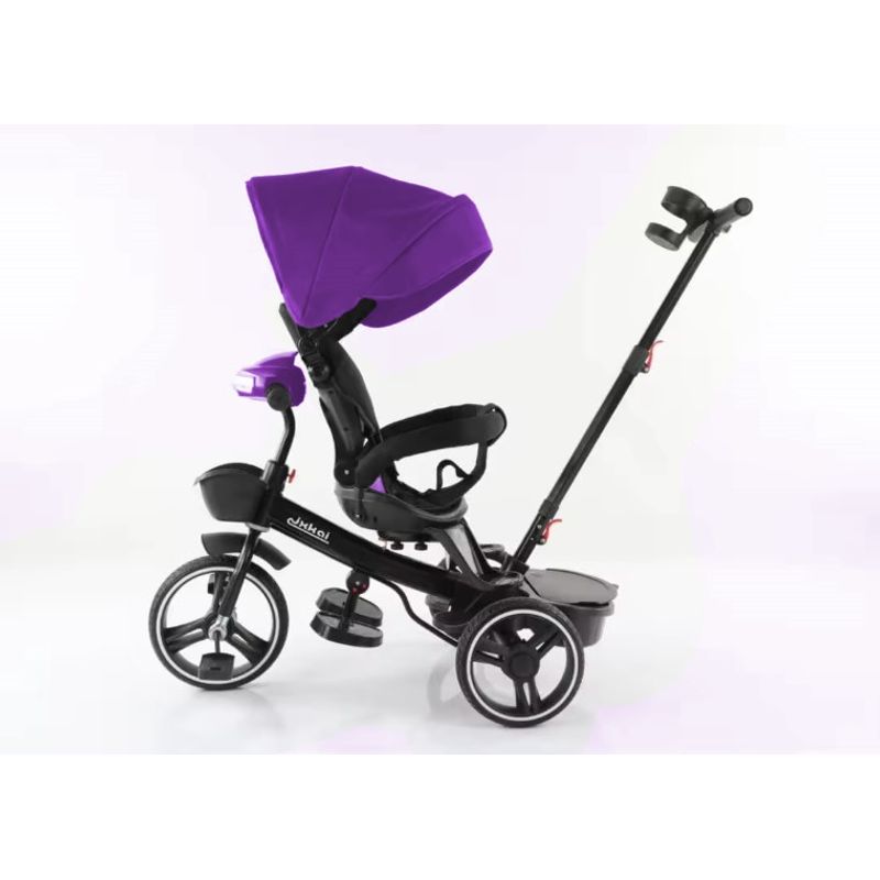 BABY BOOM - Triciclo Paseador Morado mp3 Bluetooth Reclinable  giratorio