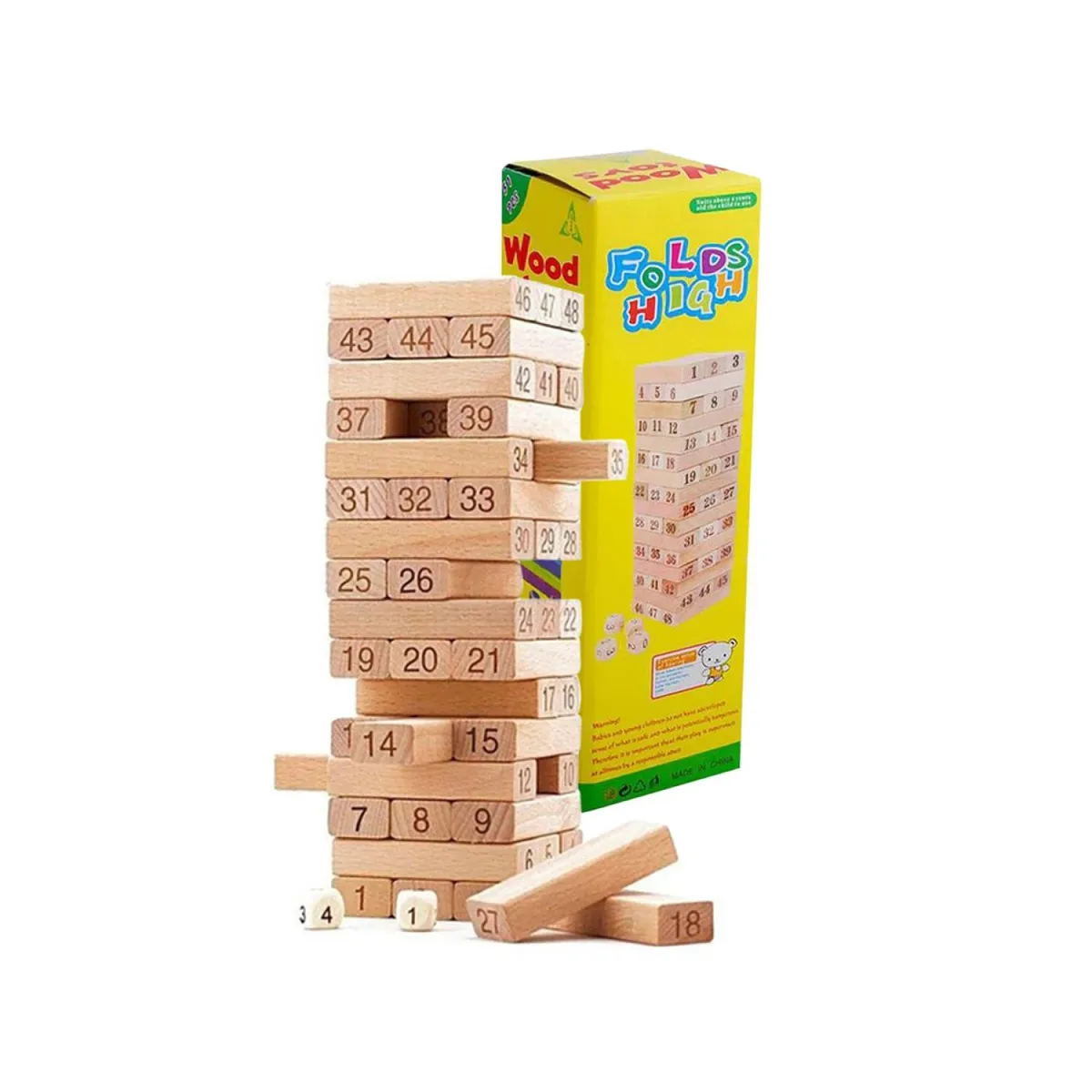 GENERICO - Juego Torre Jenga de Madera con Bloques x 48 pcs