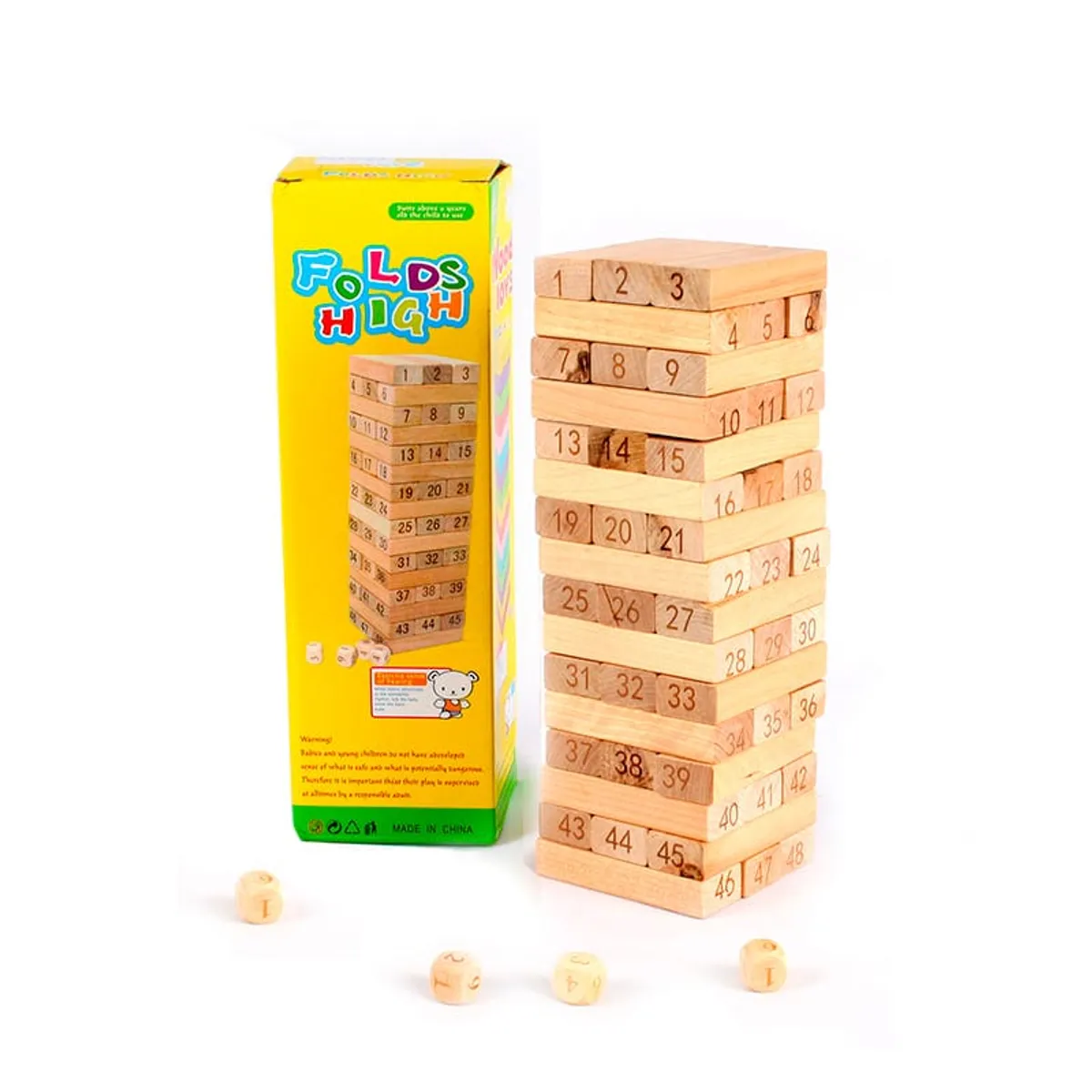 GENERICO - Juego Torre Jenga de Madera con Bloques x 48 pcs