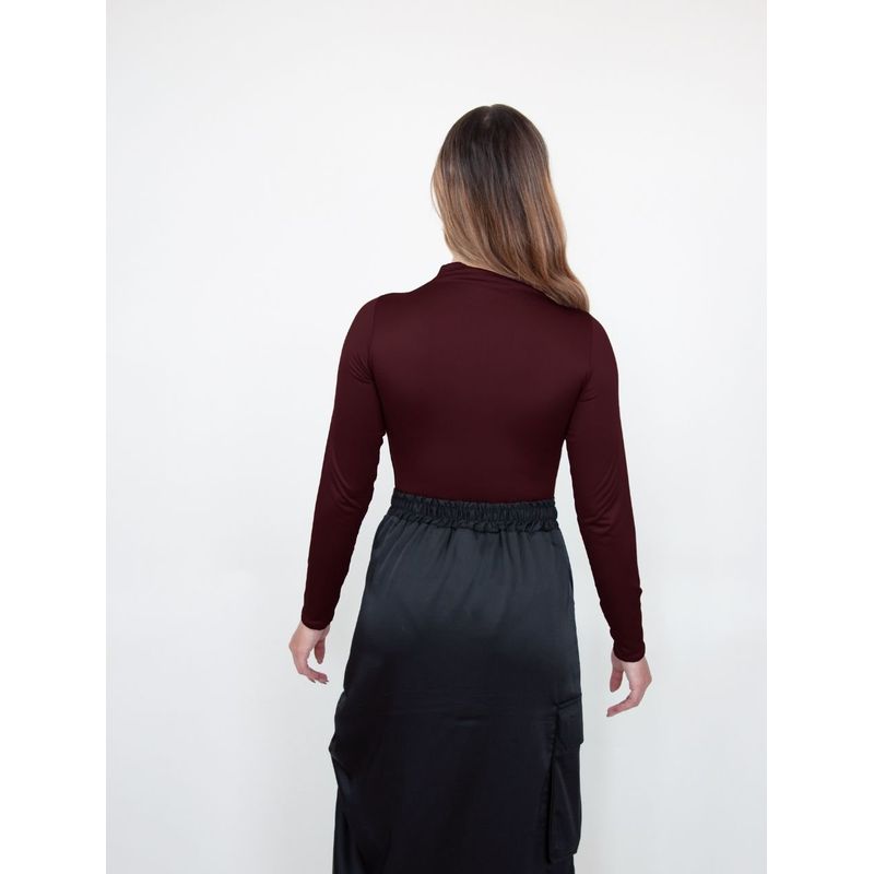 MOLGOA - Body Para Mujer Cuello Medio Negro - Cleo Vino