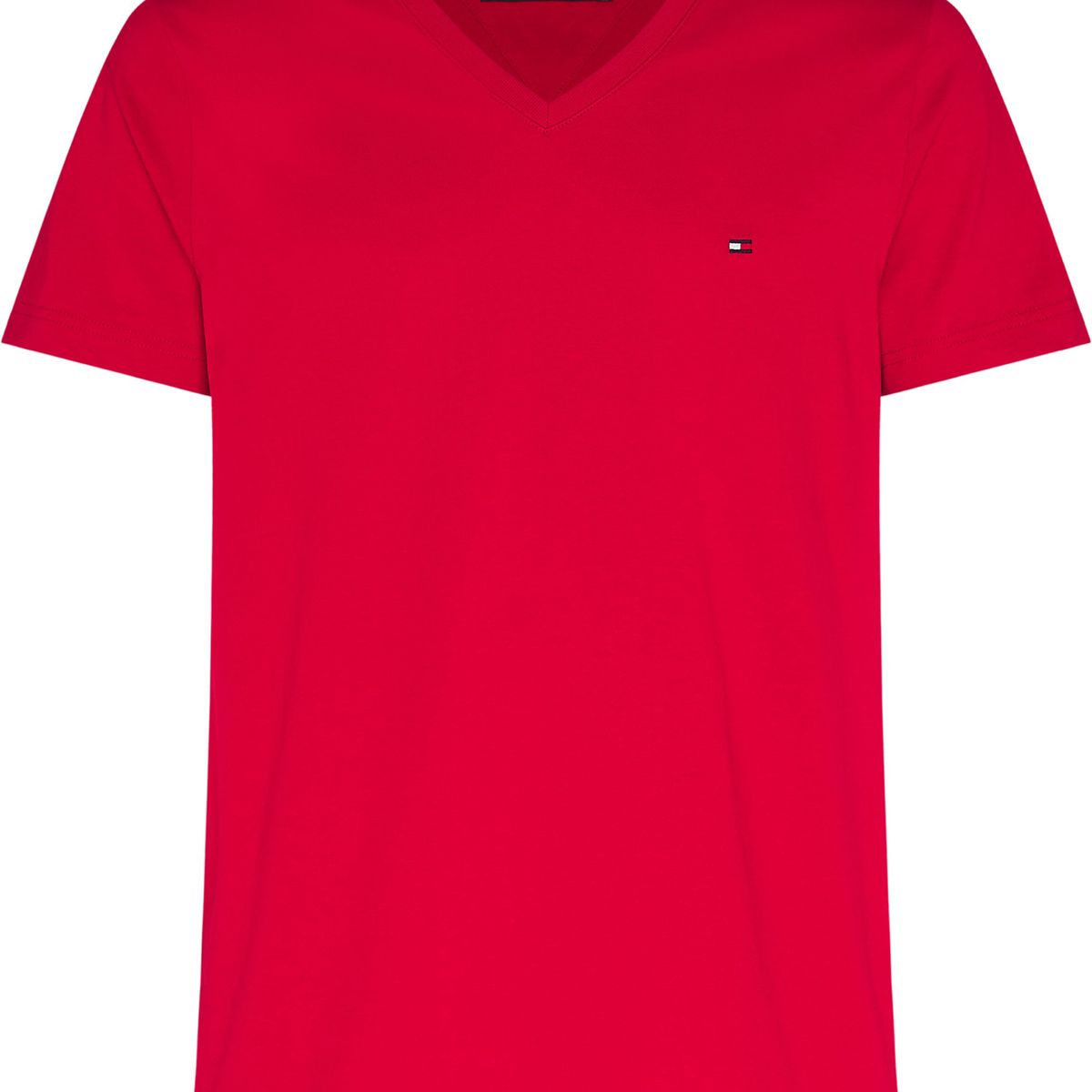 TOMMY HILFIGER - Camiseta roja Essential en cuello v Tommy Hilfiger