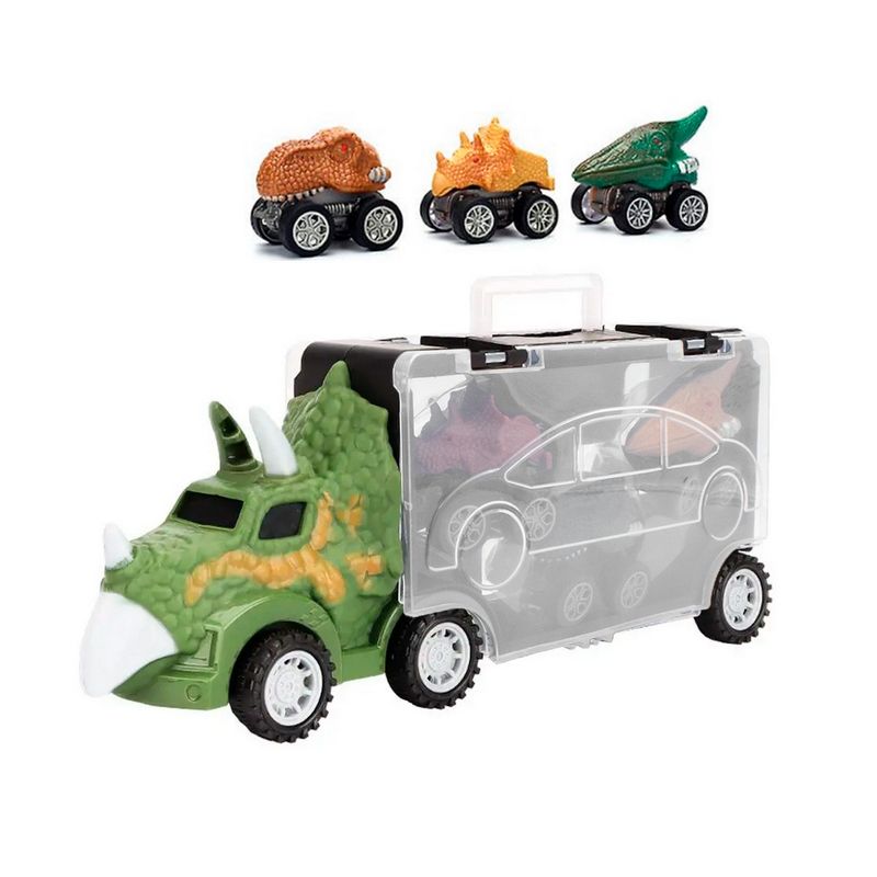 GENERICO - Camión Tractomula Triceratops Vehiculos Dinosaurios Juguete