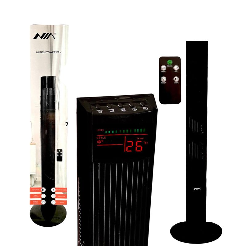 NIA - Ventilador De Torre 120 Cm Control Remoto Pantalla Digital