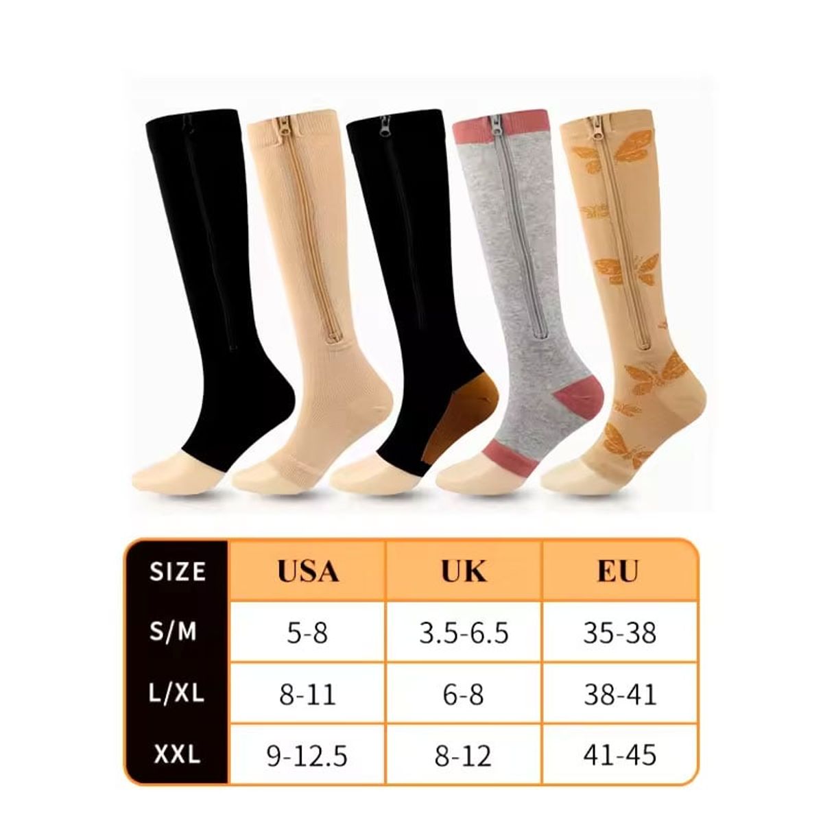 GENERICO - Calcetines De Compresión Con Cremallera Y Puntera Abierta XXL Beige