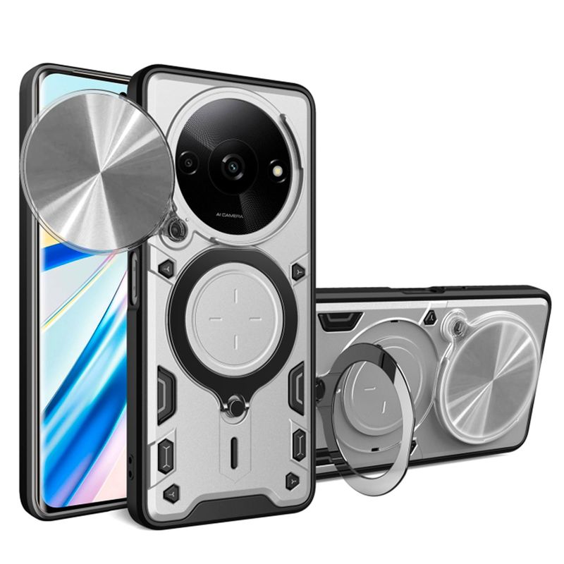 GENERICO - Estuche Proteccion Camara Con Soporte para Oppo Reno 12F Gris