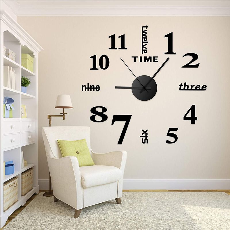 GENERICO - Reloj pared 40cm diseño pegatina sticker 3D FK22B-150