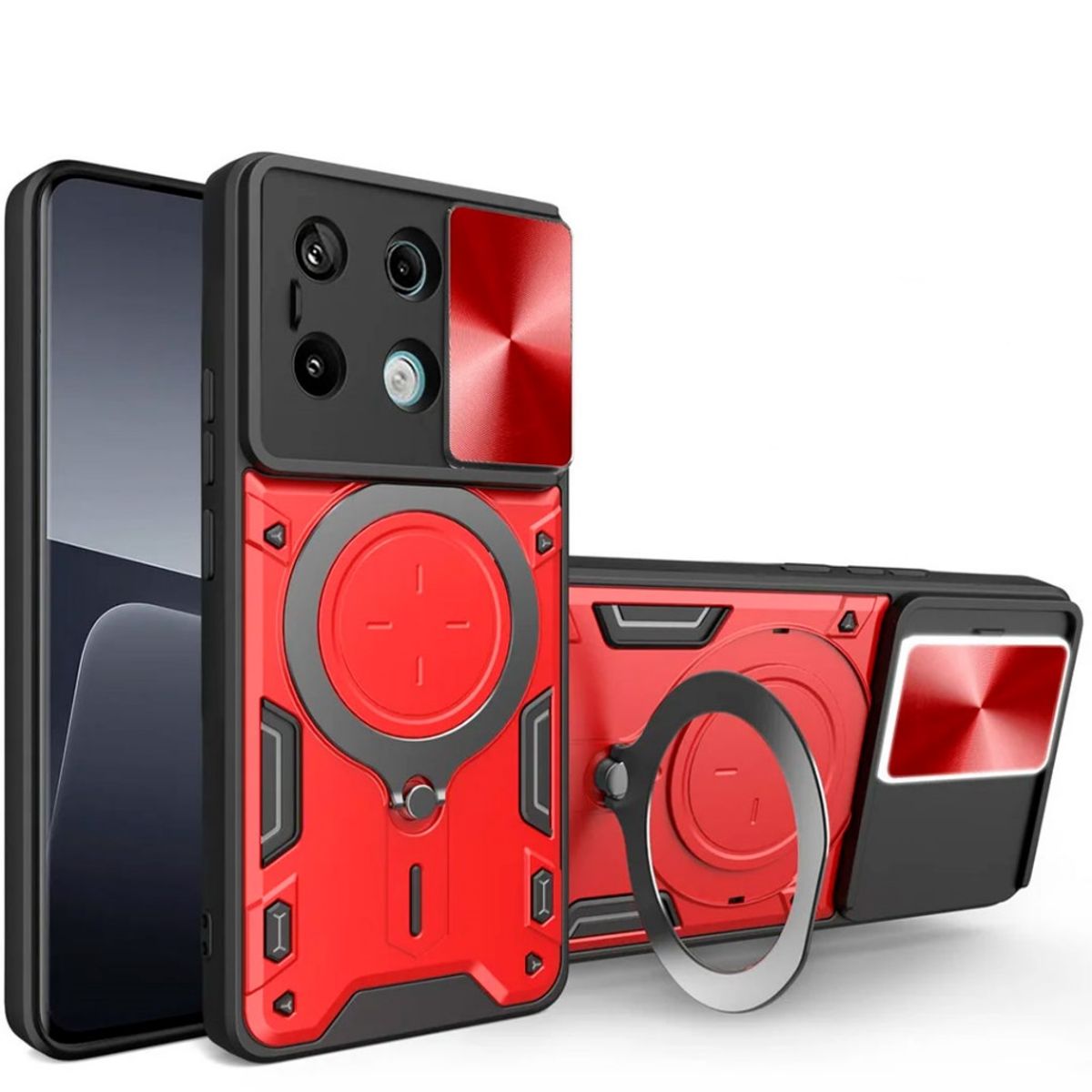 GENERICO - Estuche Protección Camara Con Soporte Para Xiaomi 14 5G  Rojo