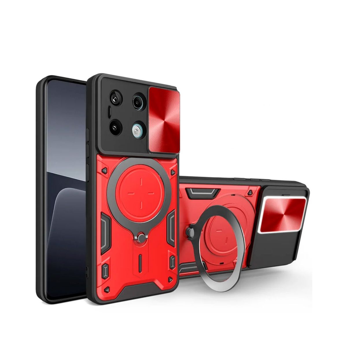 GENERICO - Estuche Protección Camara Con Soporte Para Xiaomi 14 5G  Rojo