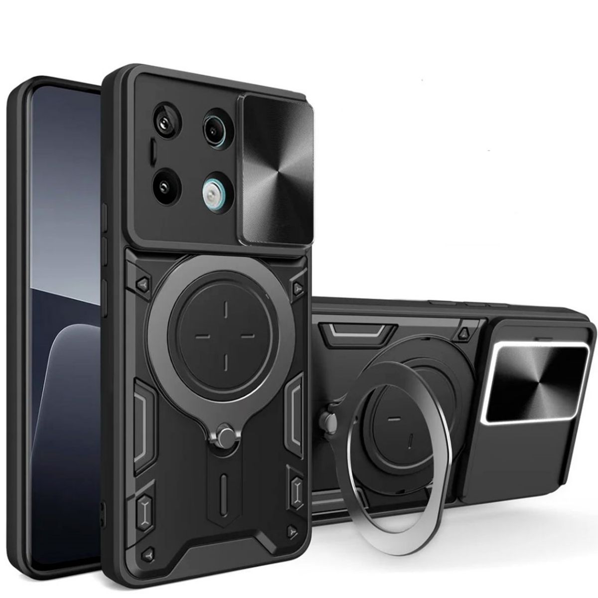 GENERICO - Estuche Protección Camara Con Soporte Para Xiaomi 14 5G Negro