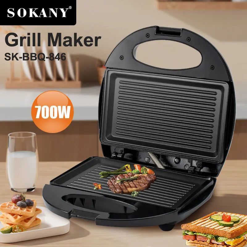 SOKANY - Sandwichera Parrilla Antiadherente Acero Inoxidable Sokany