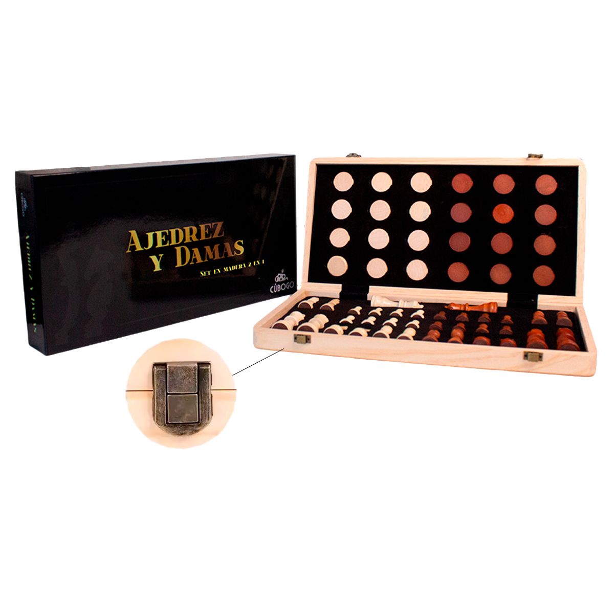 GENERICO - Ajedrez Madera 2 En 1 Damas 39x39cm Plegable Lujo Magnético