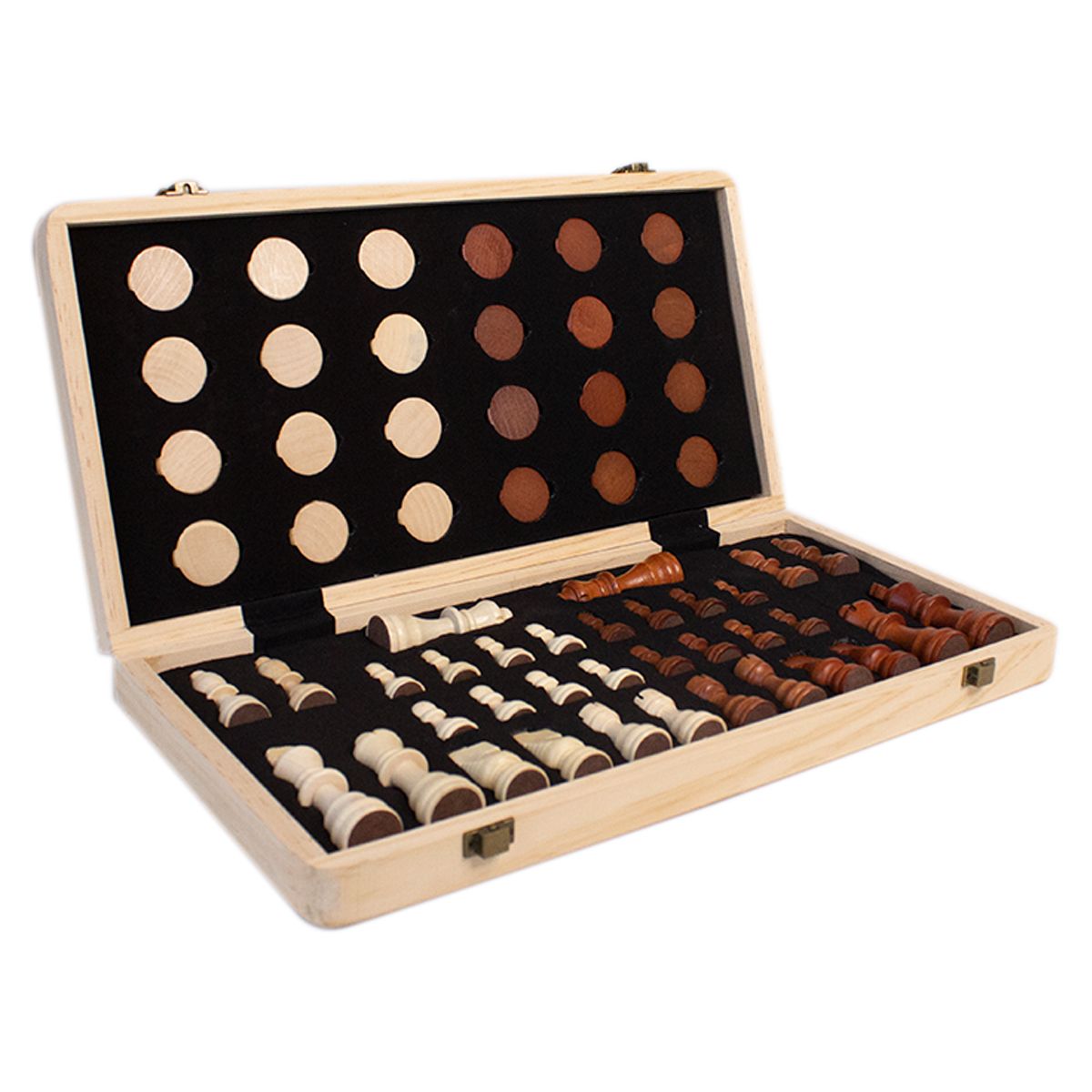 GENERICO - Ajedrez Madera 2 En 1 Damas 39x39cm Plegable Lujo Magnético