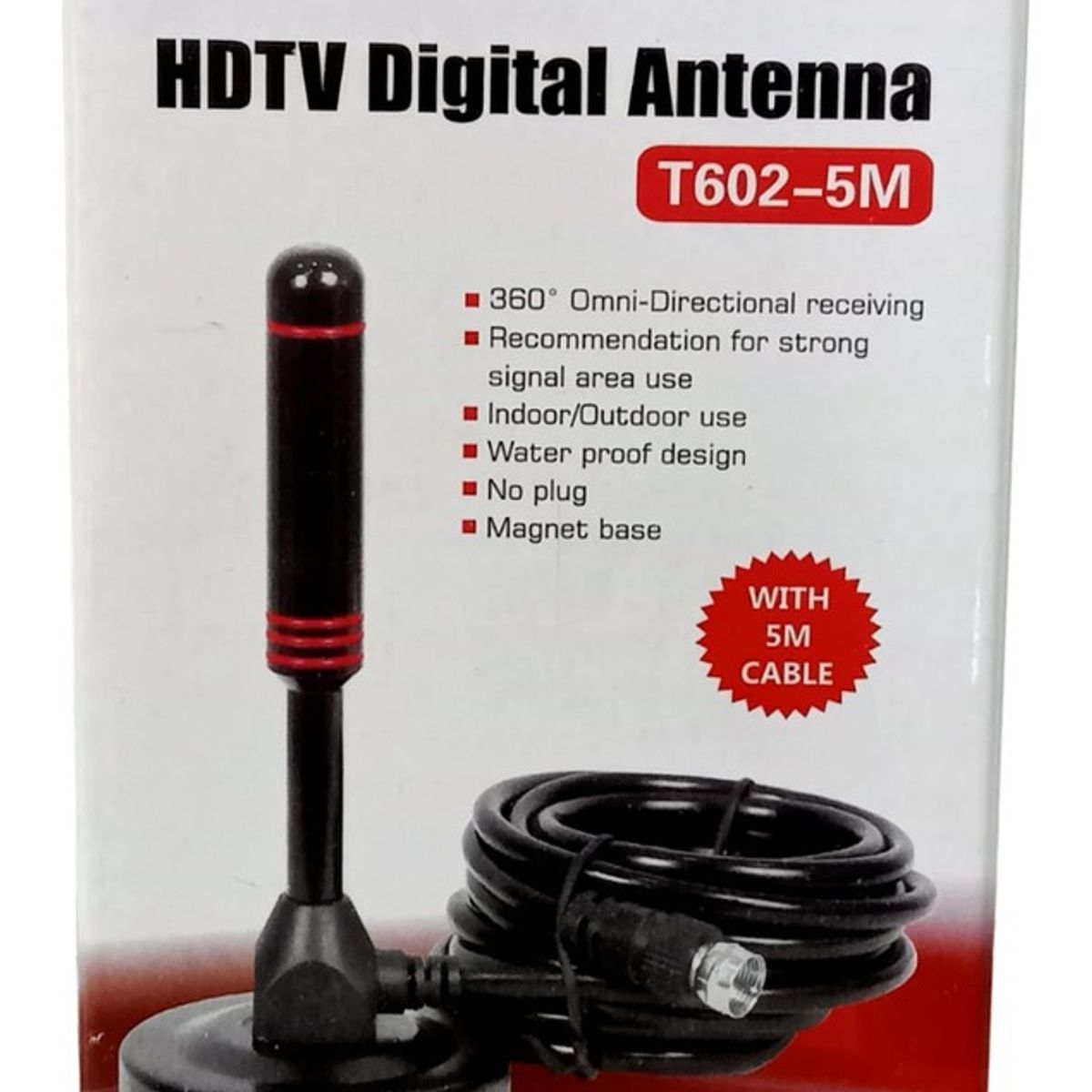 GENERICO - Antena Interior Tdt Dvb Hdtv Television Digital Terrestre 5m