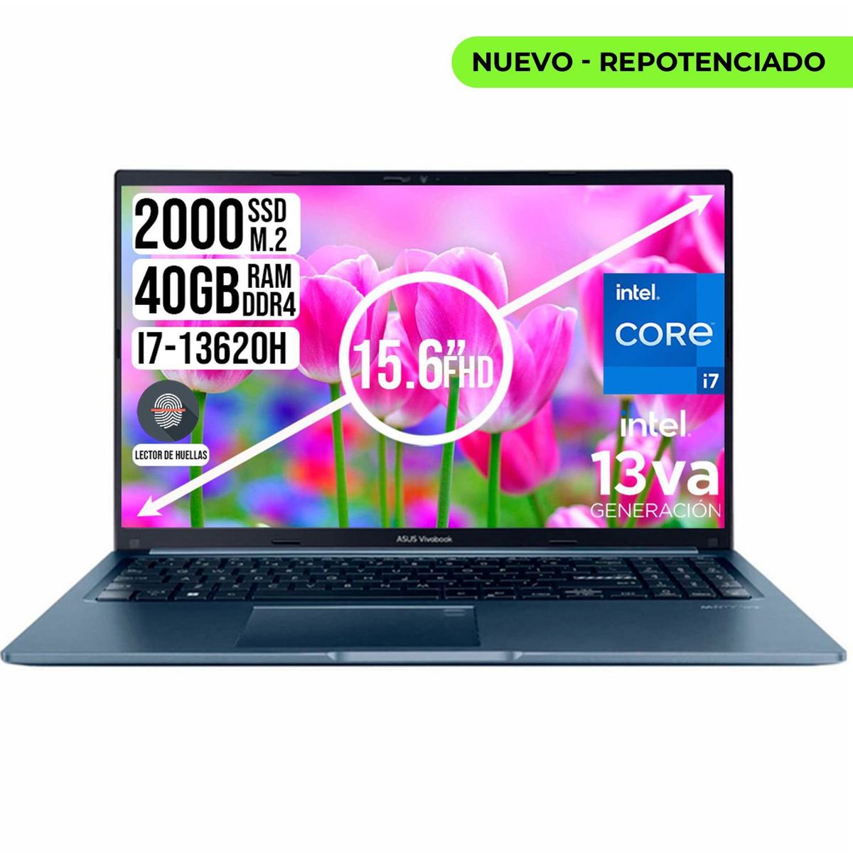 ASUS - PORTATIL ASUS VIVOBOOK INTEL CORE I7-13620H SSD 2TB RAM 40GB  15.6 FHD