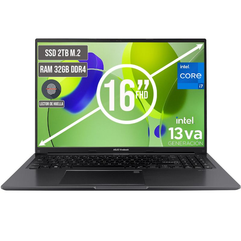 ASUS - PORTATIL ASUS VIVOBOOK INTEL CORE I7-13620H SSD 2TB RAM 32GB LED 16 FULL HD