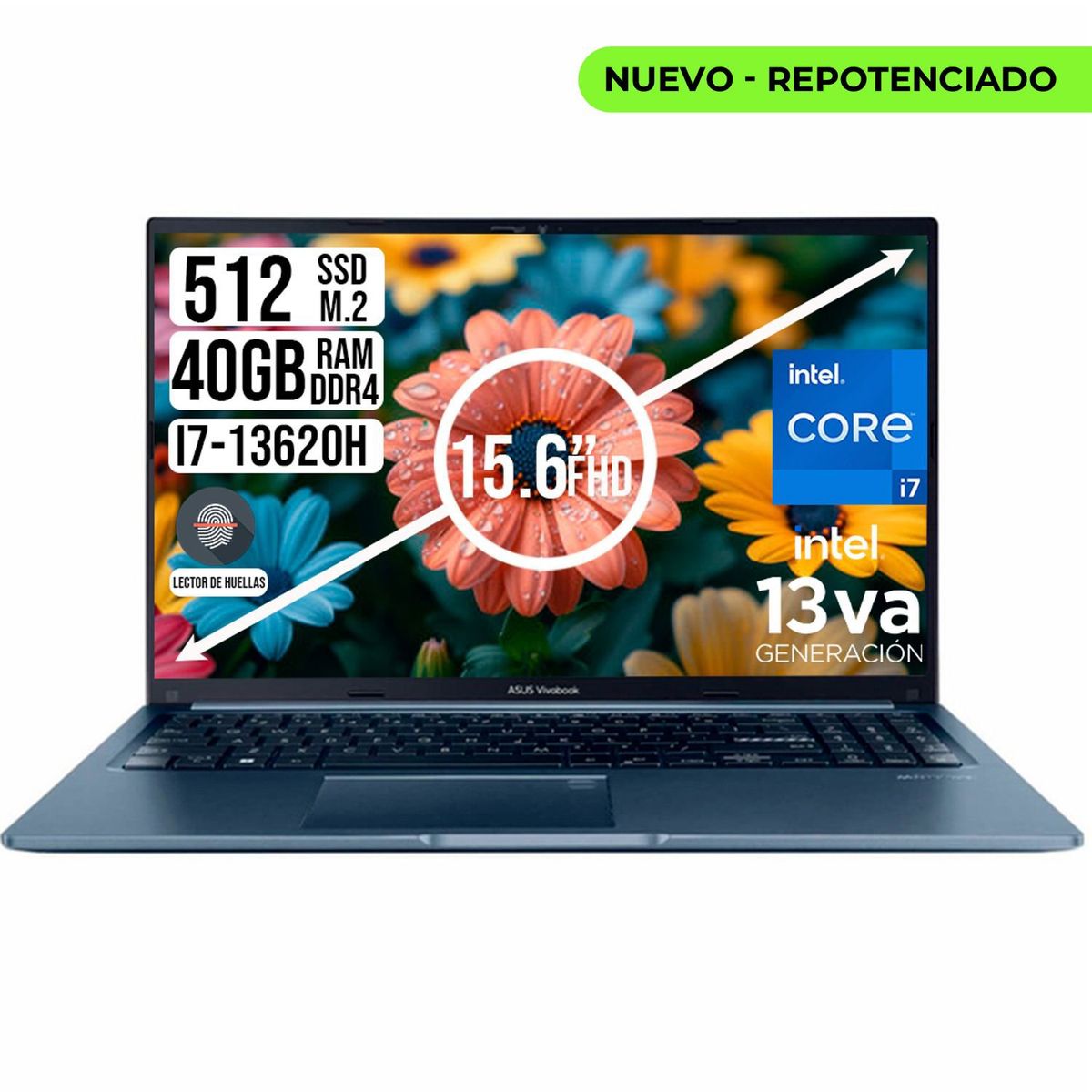 ASUS - PORTATIL ASUS VIVOBOOK INTEL CORE I7-13620H SSD 512GB RAM 40GB  15.6 FHD