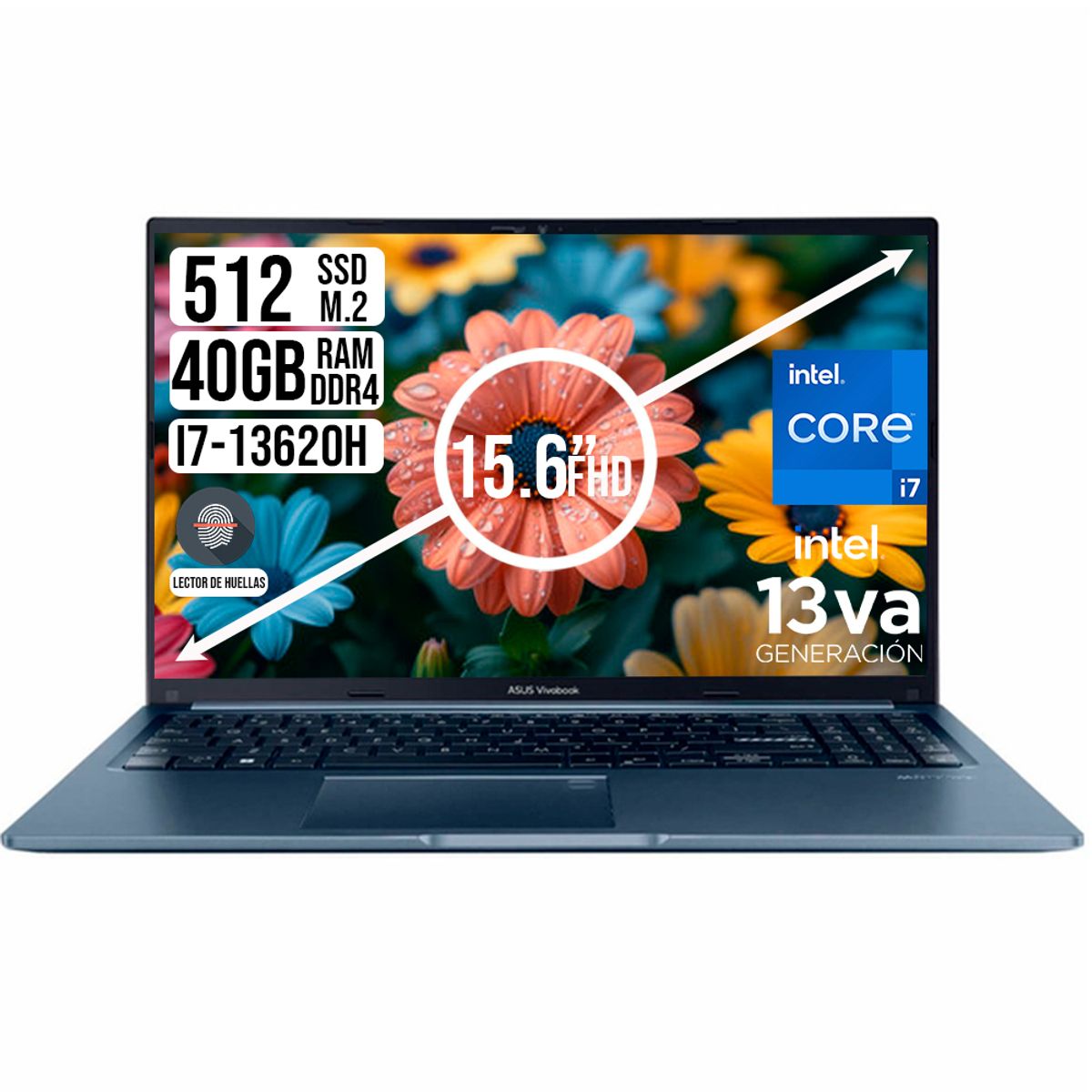 ASUS - PORTATIL ASUS VIVOBOOK INTEL CORE I7-13620H SSD 512GB RAM 40GB  15.6 FHD