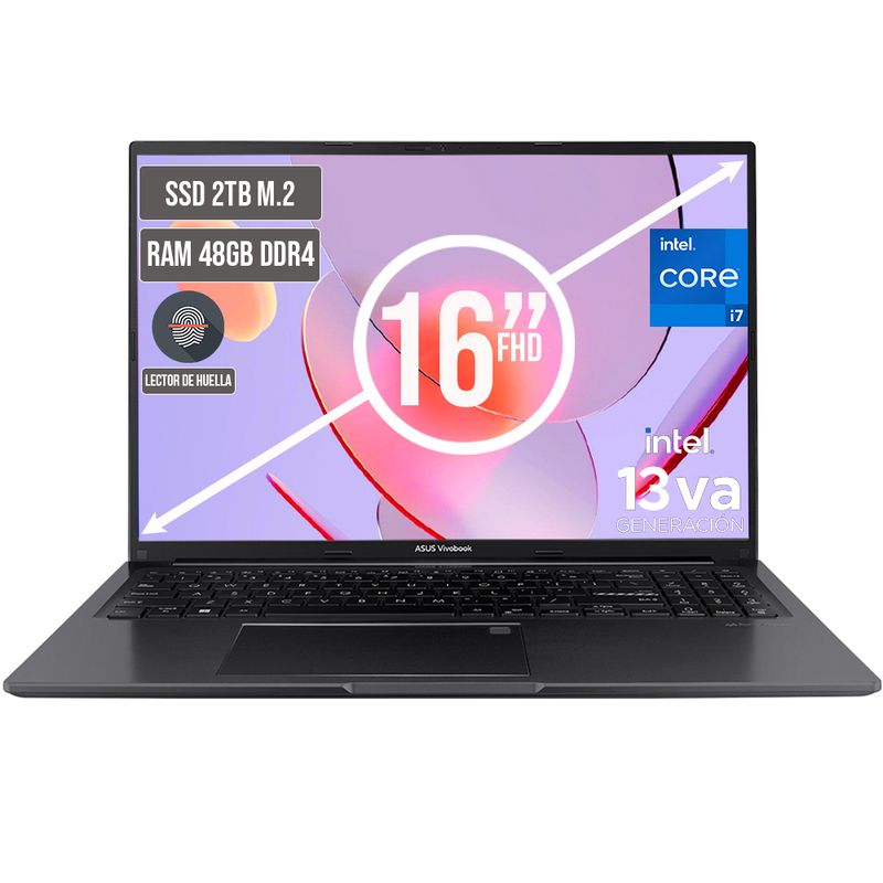ASUS - PORTATIL ASUS VIVOBOOK INTEL CORE I7-13620H SSD 2TB RAM 48GB LED 16 FULL HD