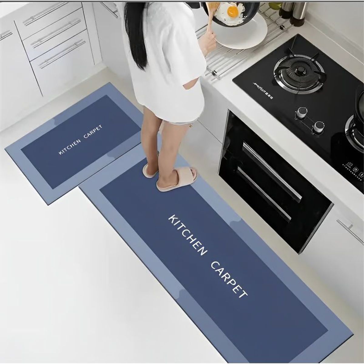 GENERICO - Tapetes Antideslizante Absorbente Cocina Y Baño X2 Azul