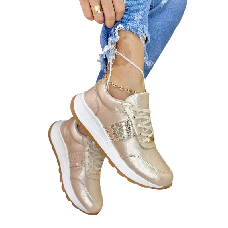 EVEGONZ - Tenis Deportivo en Cuero Zapato Confortable Mujer