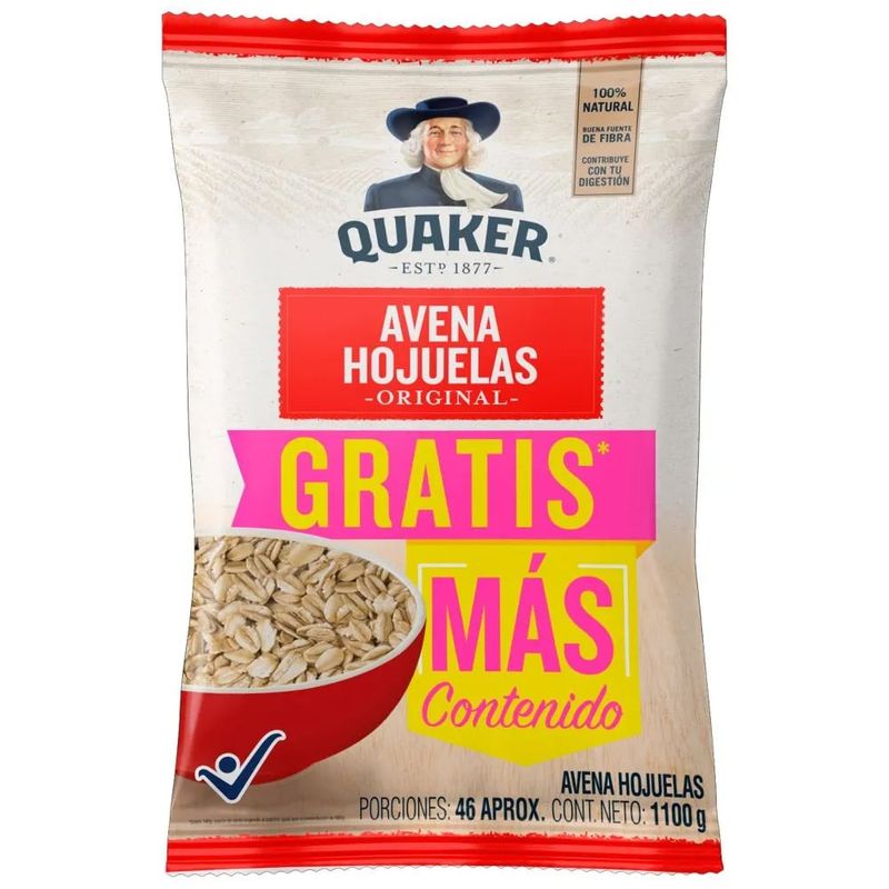 QUAKER - Avena Quaker Hojuelas Bolsa x 1100 gramos