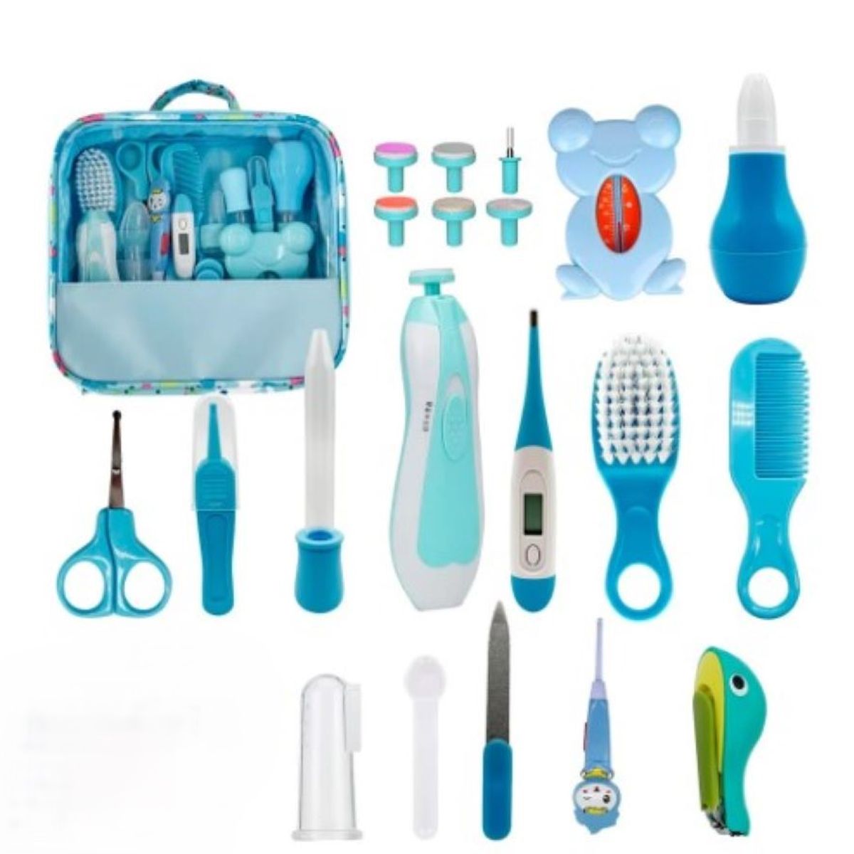 GENERICO - Kit Cuidado Aseo Bebe 20 Piezas Con Estuche Azul