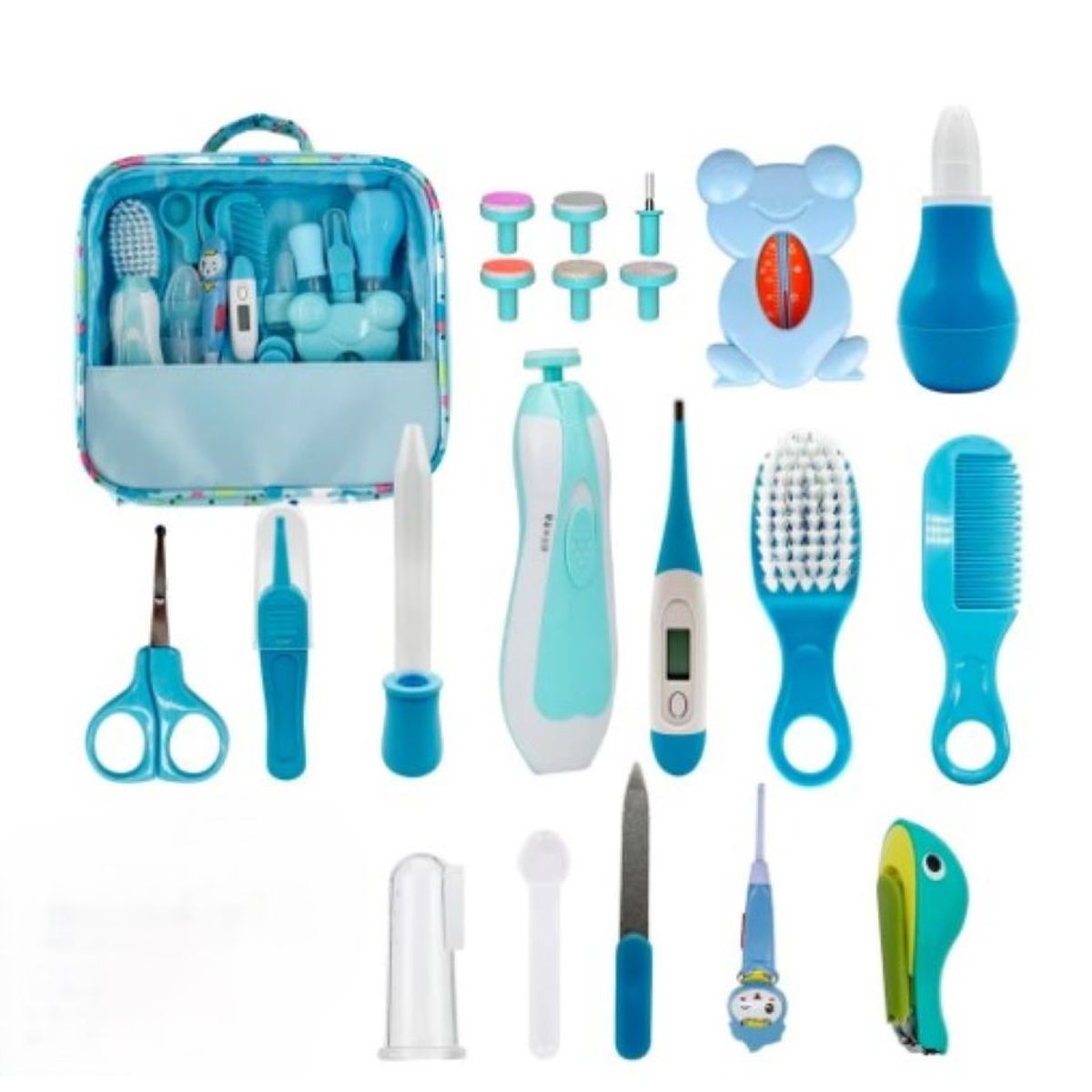 GENERICO - Kit Cuidado Aseo Bebe 20 Piezas Con Estuche Azul