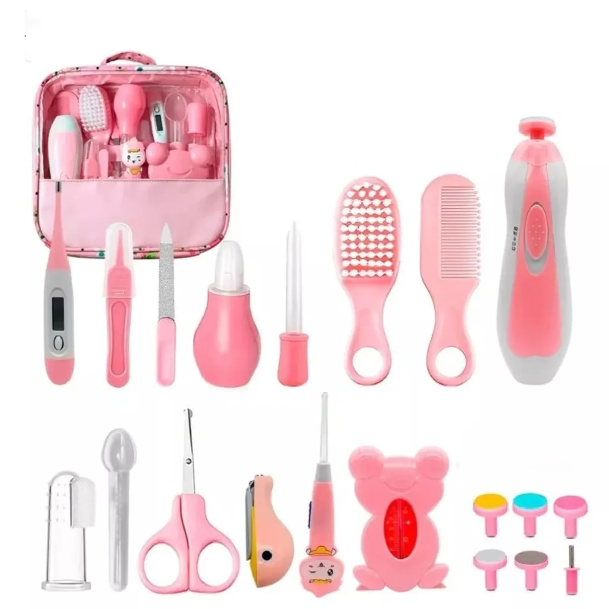 ZHOPI CO - Kit Cuidado Aseo Bebe 20 Piezas Con Estuche Rosa