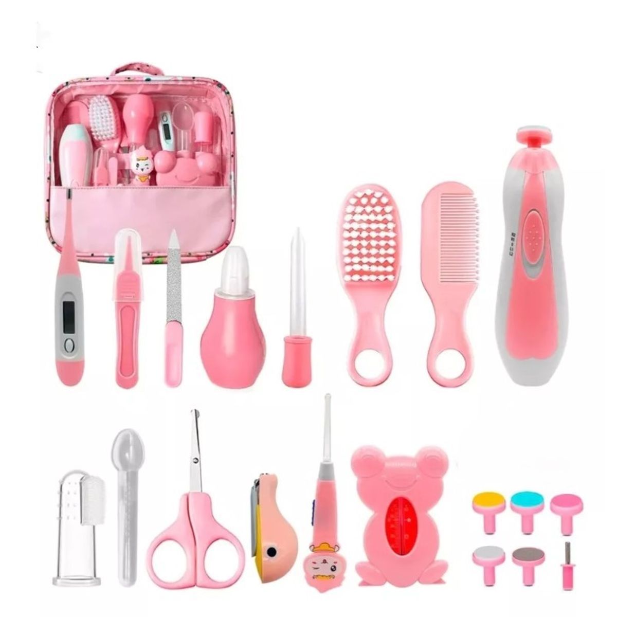 ZHOPI CO - Kit Cuidado Aseo Bebe 20 Piezas Con Estuche Rosa