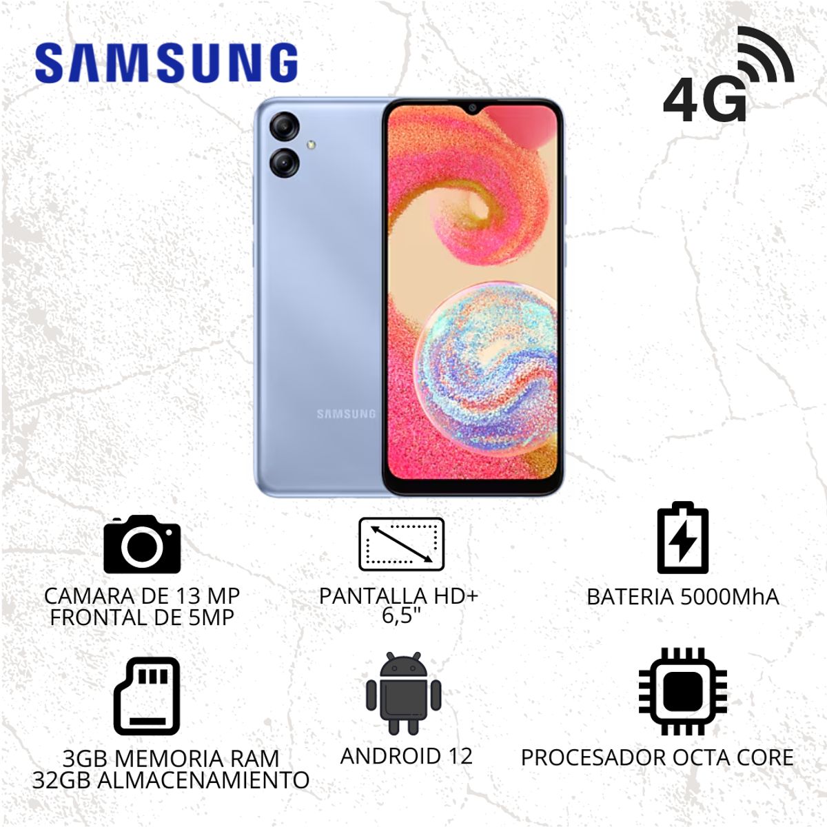 SAMSUNG - Celular Samsung Galaxy A04e Ram 3GB 32GB Azul.