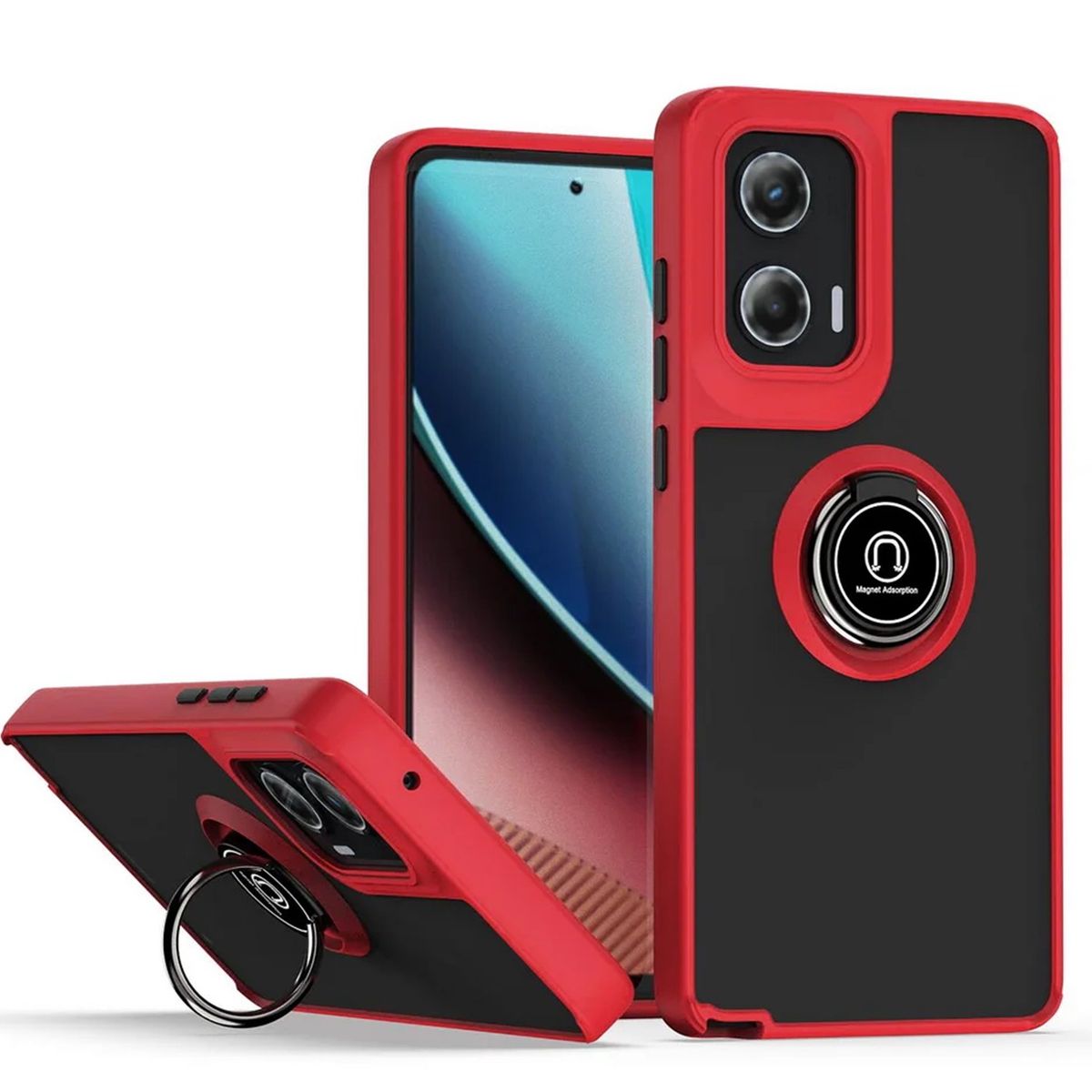 GENERICO - Funda Case Mate  Anillo Compatible Motorola Edge 50 Fusion Y G85 Rojo