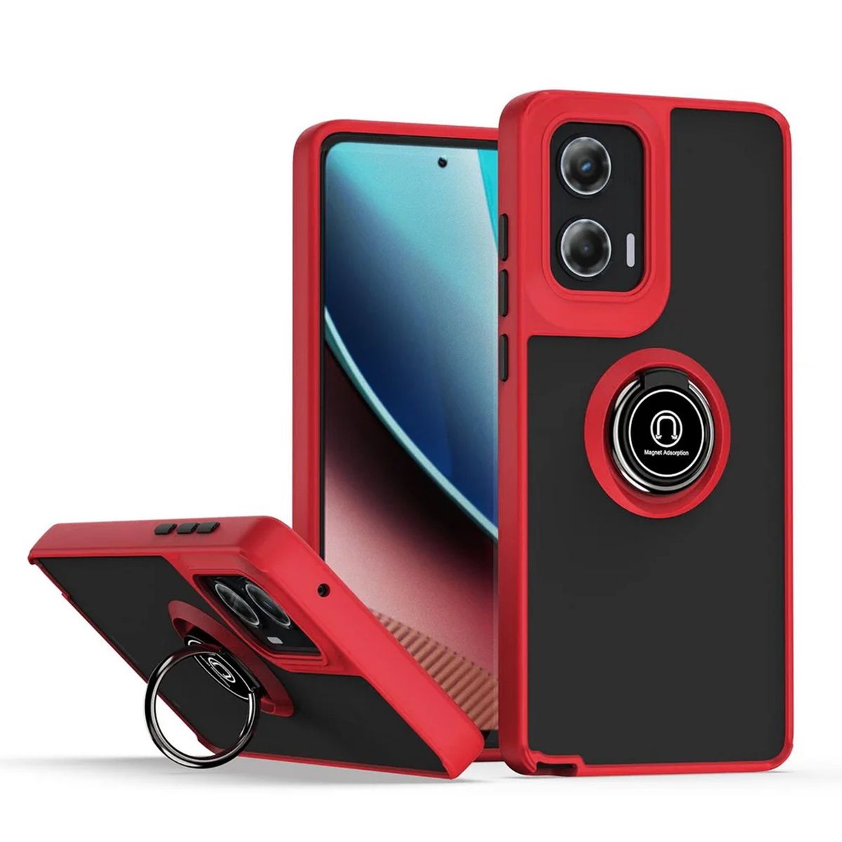GENERICO - Funda Case Mate  Anillo Compatible Motorola Edge 50 Fusion Y G85 Rojo