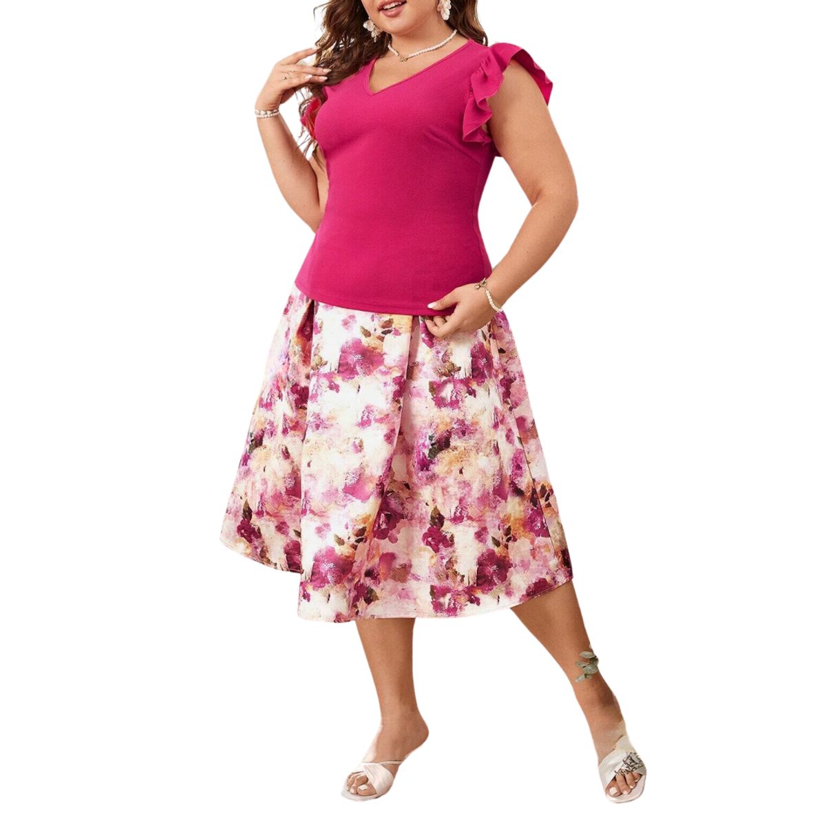 YURELKSHOP - CONJUNTO FALDA Y BLUSA MIDI_.