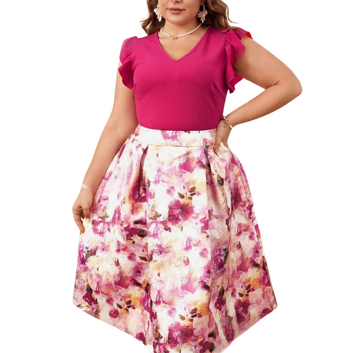 YURELKSHOP - CONJUNTO FALDA Y BLUSA MIDI_.