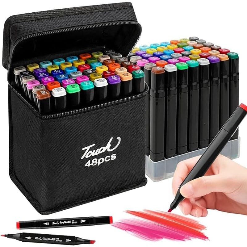 GENERICO - Marcadores Dibujo Set x 48 Colores Doble Punta