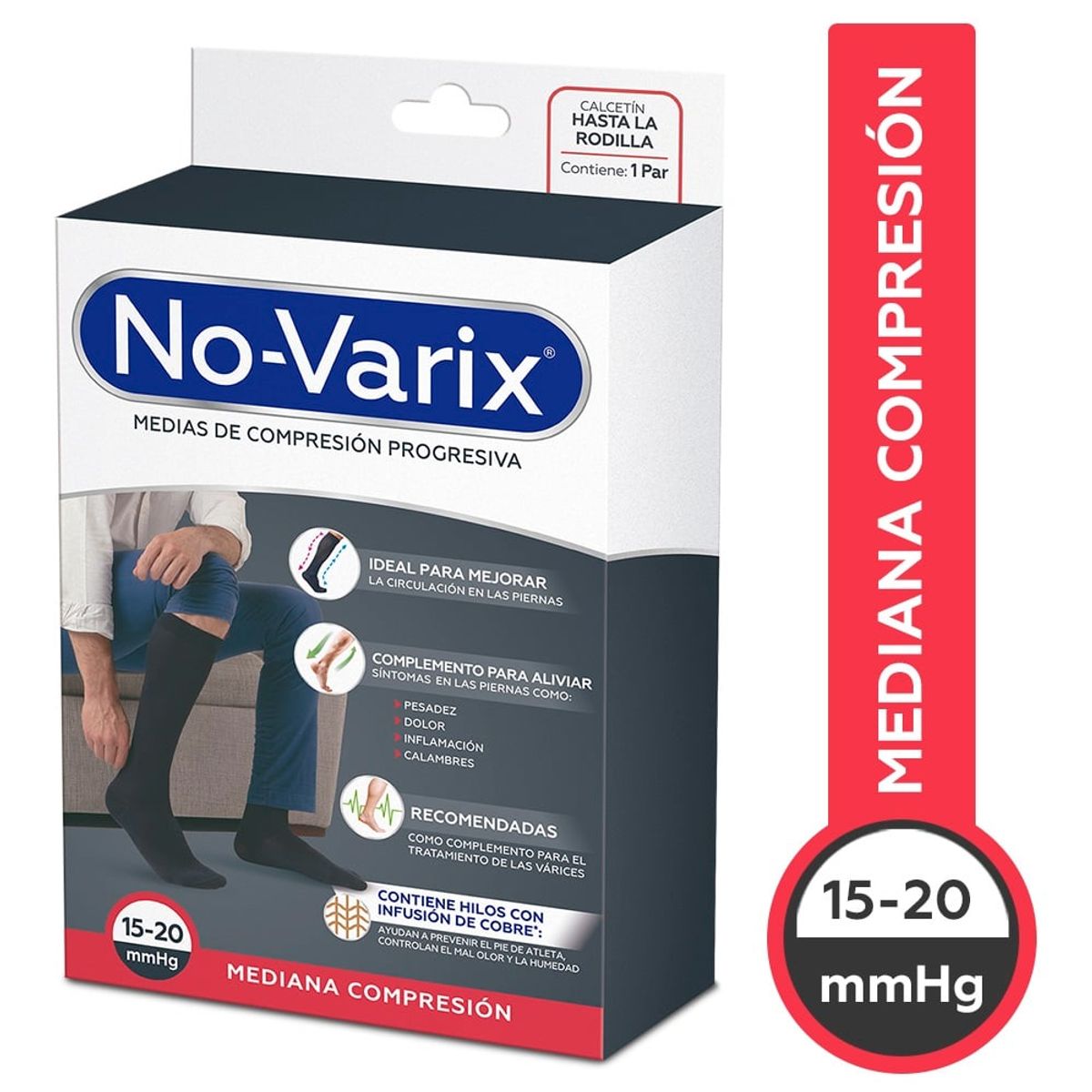 NO VARIX - No-Varix Calcetin 15-20 Black Xl premium